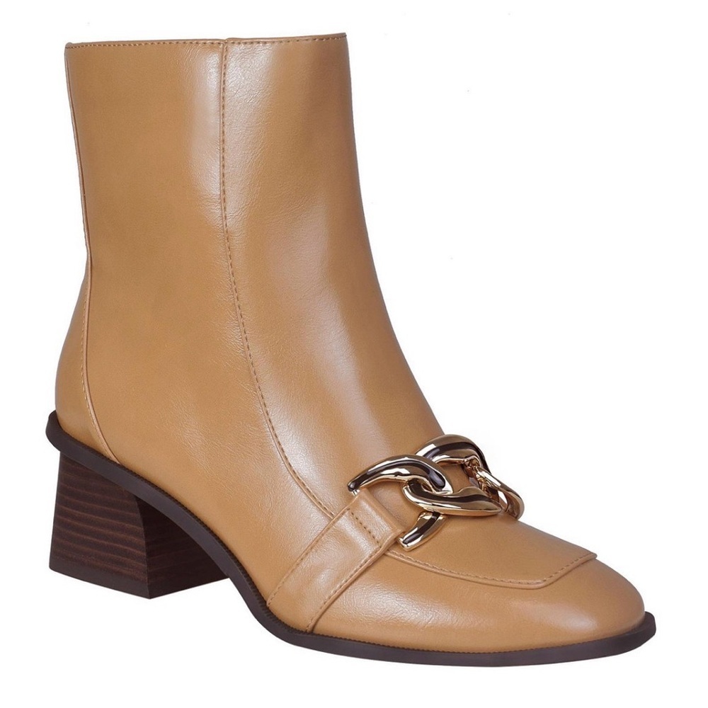 Impo Women's Jeriel Chain Detail Ankle Booties - Tan - 7.5 - NWOB
